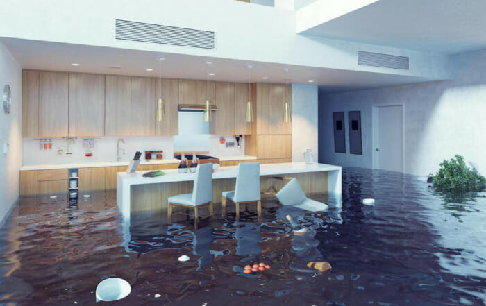 flooded home in need of water damage restoration