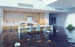 flooded home in need of water damage restoration